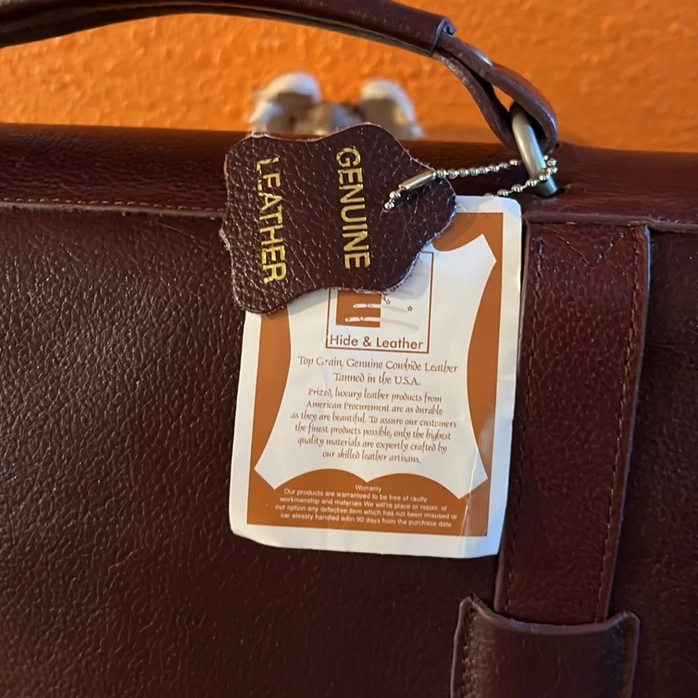 Brown American hide & leather briefcase